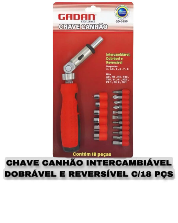 Chave Canhão - Gadan | Kit Multifunção com 18 Peças Intercambiáveis