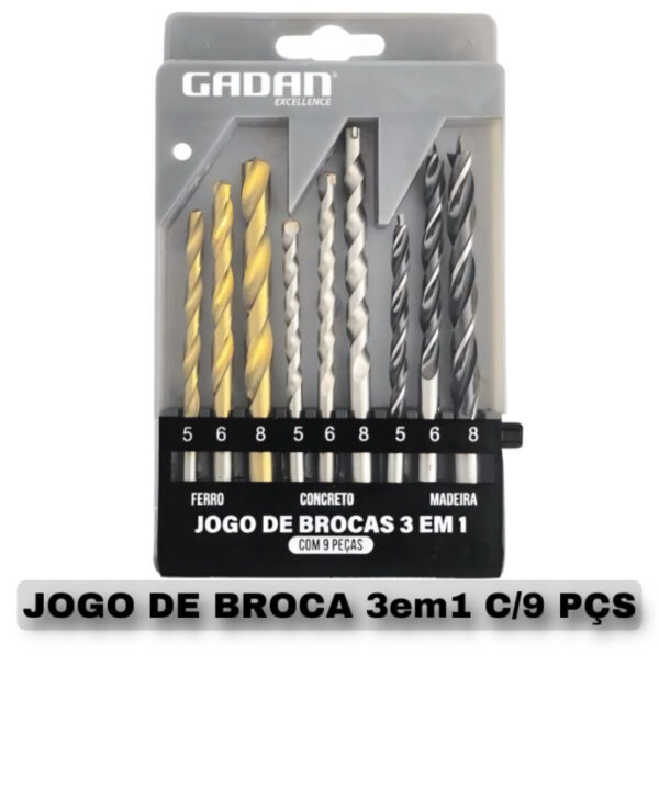 Jogo De Broca 3 Em 1 Ferro, Concreto, Madeira C/9peças