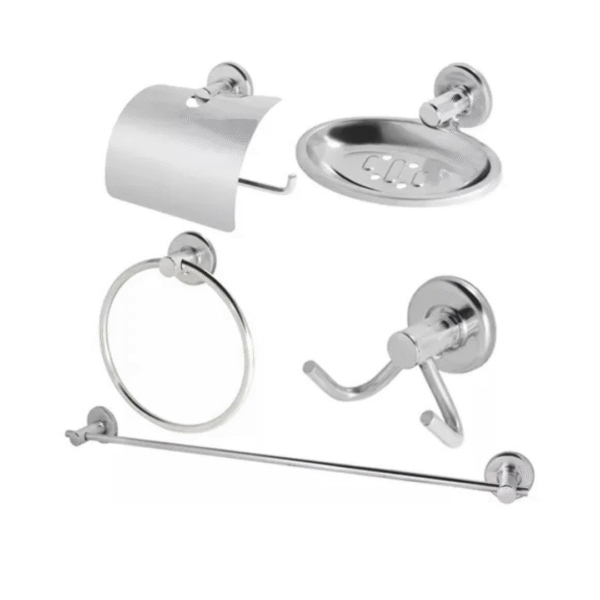 Kit Acessórios Stander Para Banheiro 5 Peças 100% Metal