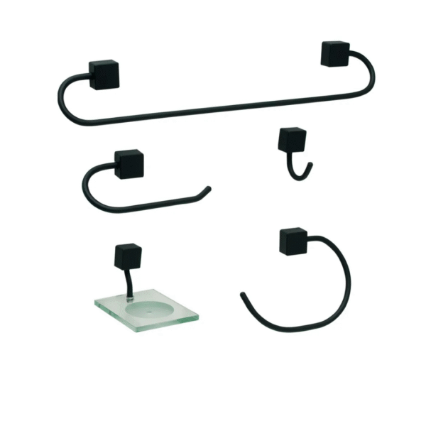 Kit para Banheiro Class Urbana 5 pecas Quadrado Black