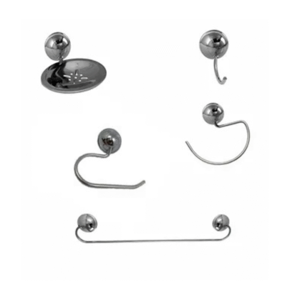 Kit de Banheiro Acessórios de Metal e Abs Cromado 5 Peças Certa