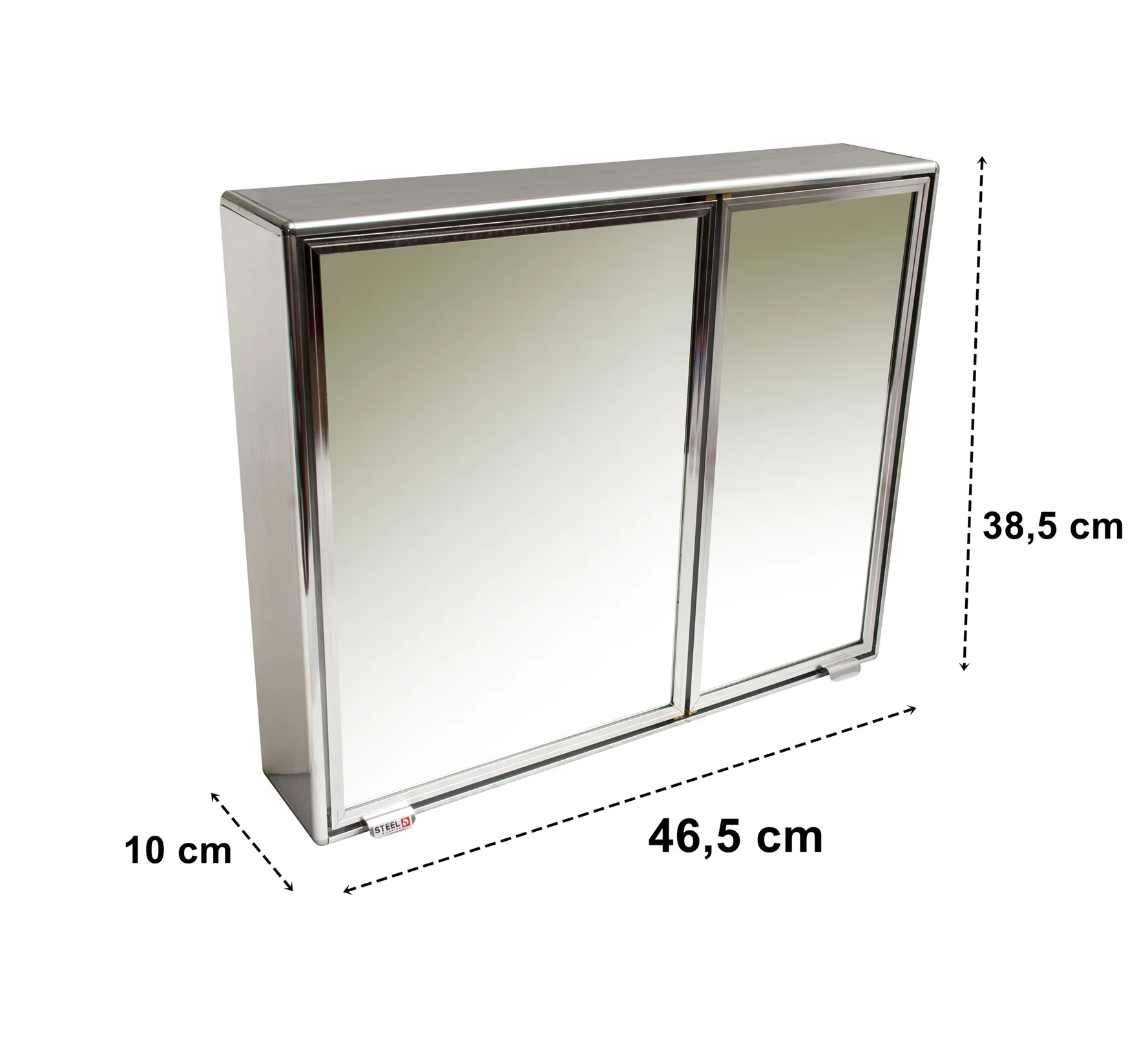 Armário Espelho Para Banheiro Alumínio 2 Portas Sobrepor Preto ou Cromado