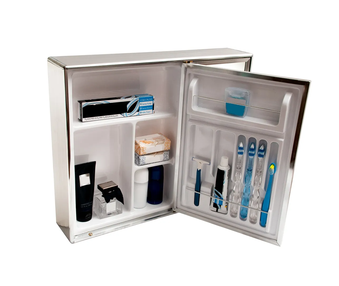 Armário Espelho Para Banheiro Alumínio 2 Portas Sobrepor Preto ou Cromado /Ref: al4840,al4840bk - Imagem 8