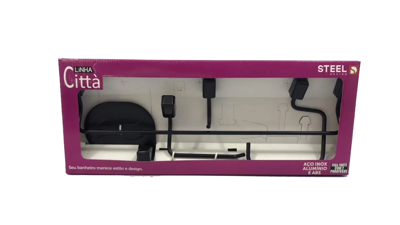 Kit Acessórios para Banheiro Linha Città com 5 peças Black /Ref: k5ci22bk - Imagem 4