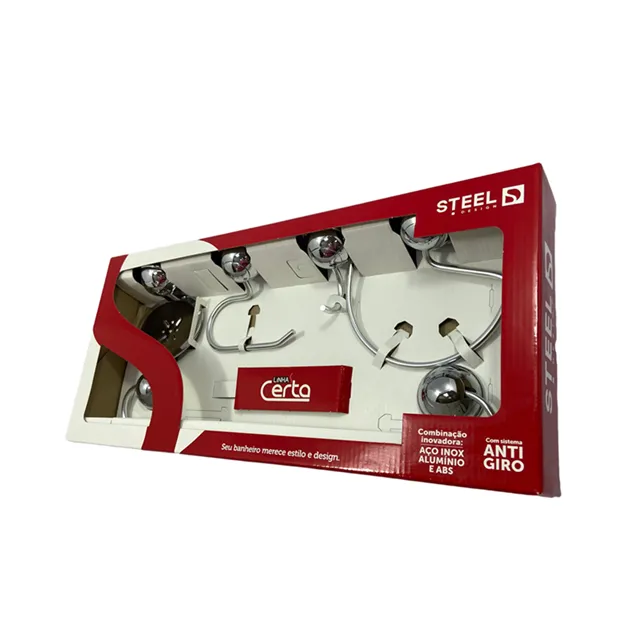 Kit de Banheiro Acessórios de Metal e Abs Cromado 5 Peças Certa