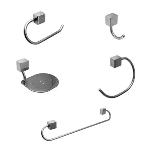 Kit para Banheiro de Metal Class com 5 peças Quadrado Cromado