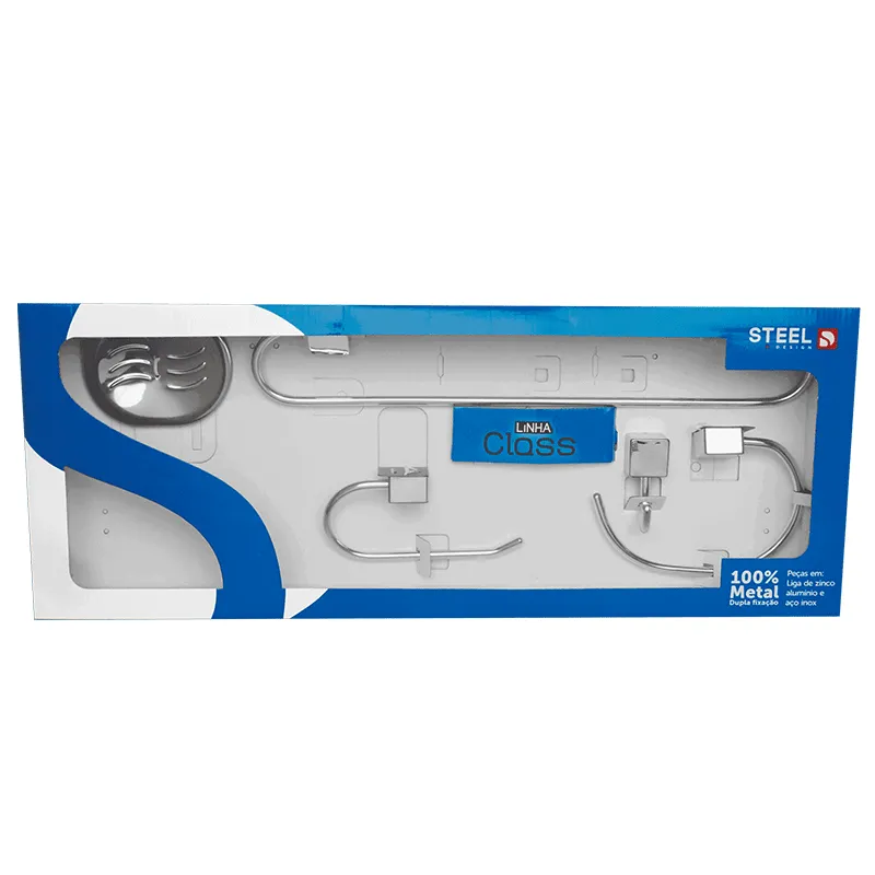 Kit para Organizar Banheiro de Metal Class com 5 peças Cromado /Ref: k5clqdr - Imagem 3