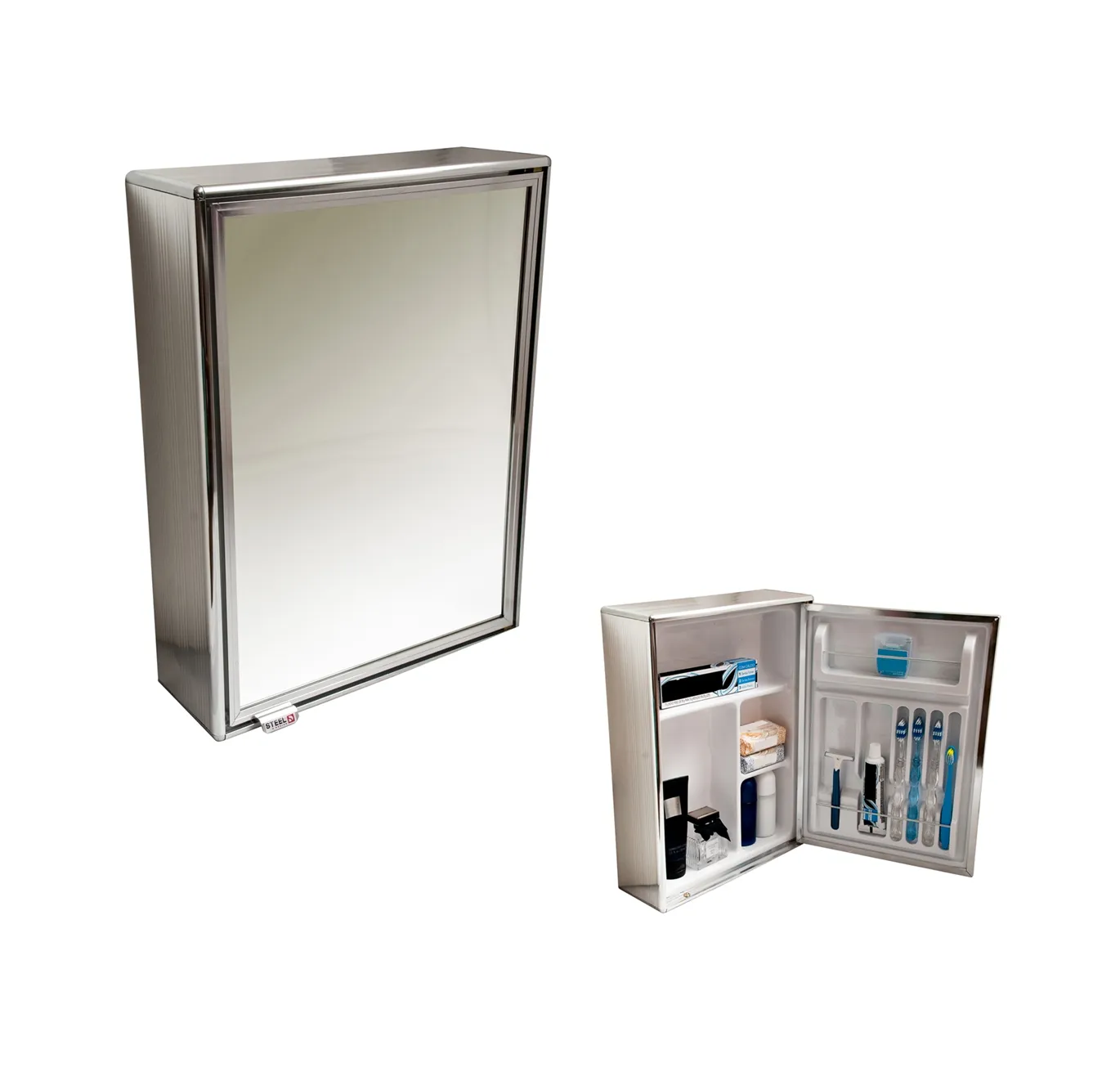 Armário Espelho Para Banheiro Alumínio Parede Sobrepor Cromado ou Preto 1 Porta Grande