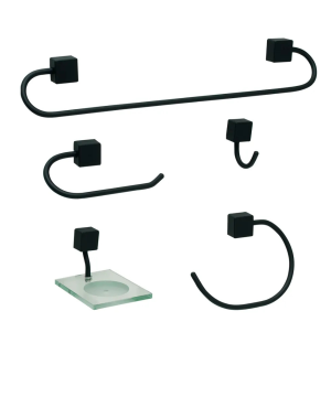 Kit para Banheiro Class Urbana 5 pecas Quadrado Black