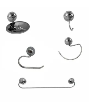 Kit de Banheiro Acessórios de Metal e Abs Cromado 5 Peças Certa
